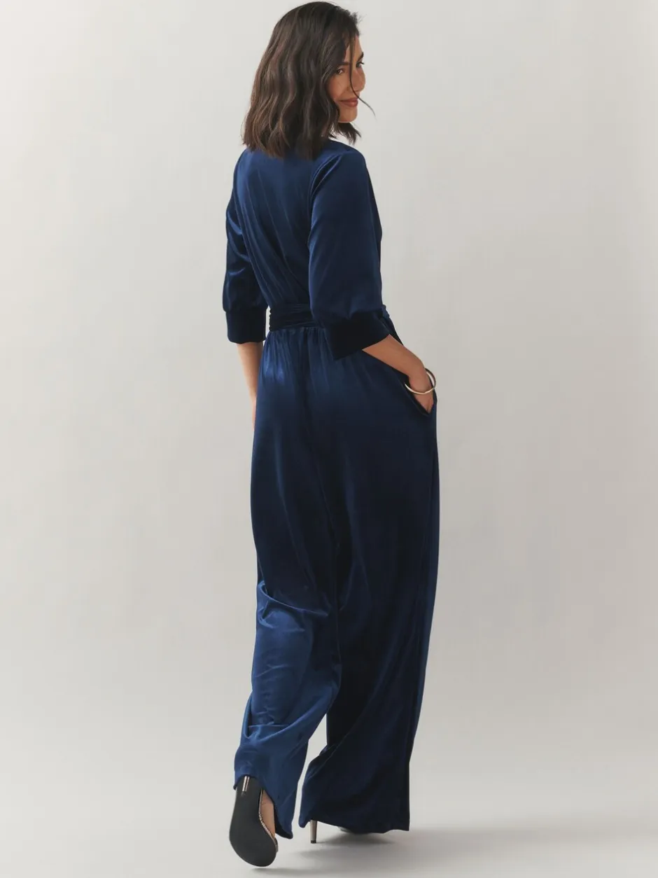 Gelegenheidskleding|Jumpsuits En Playsuits|Laura Ashley Velvet Elasticated Waist Wide Leg Party Jumpsuit