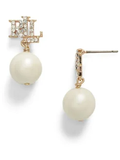 Sieraden|Gelegenheidskleding|Lauren Ralph Lauren Logo Faux Pearl Drop Earrings