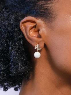 Sieraden|Gelegenheidskleding|Lauren Ralph Lauren Logo Faux Pearl Drop Earrings