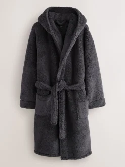 Loungewear|Kamerjassen En Badjassen*Next - Borg badjas Leisteen grijs