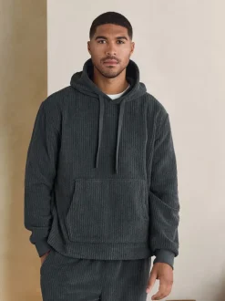 Sweaters En Hoody´S|Sweaters En Hoody´S*Next - Borg Fleece Ribbed Texture Hoodie Leisteen grijs