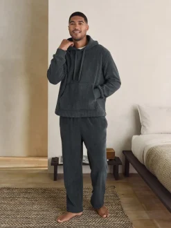 Sweaters En Hoody´S|Sweaters En Hoody´S*Next - Borg Fleece Ribbed Texture Hoodie Leisteen grijs