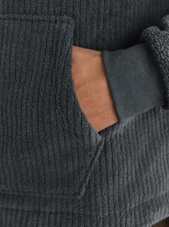 Sweaters En Hoody´S|Sweaters En Hoody´S*Next - Borg Fleece Ribbed Texture Hoodie Leisteen grijs