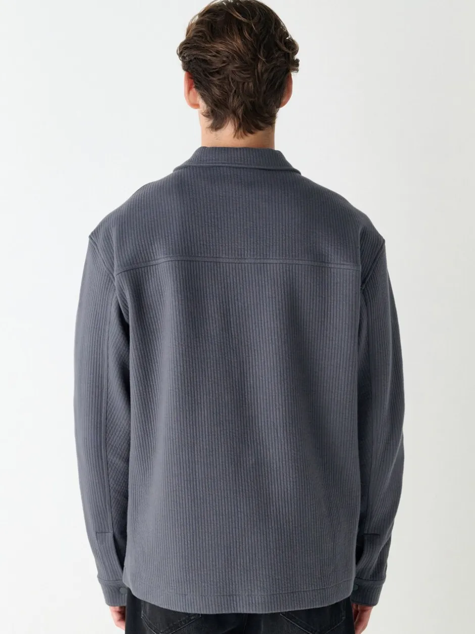 Formele Overhemden*Next - Linear Texture Popper Shacket Leisteen grijs