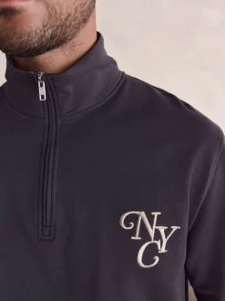 Pyjama's|Next Leisteen grijs - Long Sleeve Embroidered Quarter Zip Pyjamas Set
