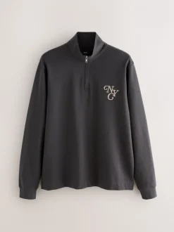 Pyjama's|Next Leisteen grijs - Long Sleeve Embroidered Quarter Zip Pyjamas Set