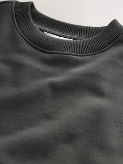 Sweaters En Hoody´S|Sweaters En Hoody´S*Next Leisteen grijs - Normale Pasvorm - Heavyweight Cotton Rich Crew Neck Sweatshirt