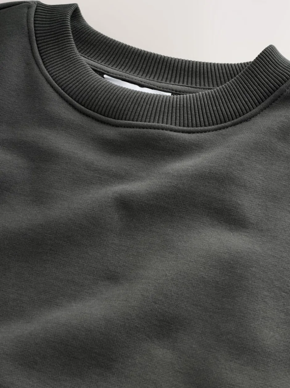 Sweaters En Hoody´S|Sweaters En Hoody´S*Next Leisteen grijs - Normale Pasvorm - Heavyweight Cotton Rich Crew Neck Sweatshirt