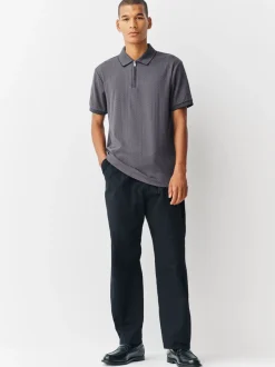 Poloshirts*Next - Slim Fit - Net jacquard poloshirt Leisteen grijs