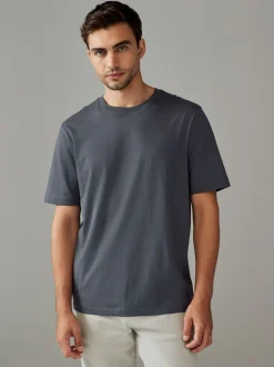 Loungewear|Next Leisteengrijs - Normale Pasvorm - Essentieel katoenen T-shirt met ronde hals