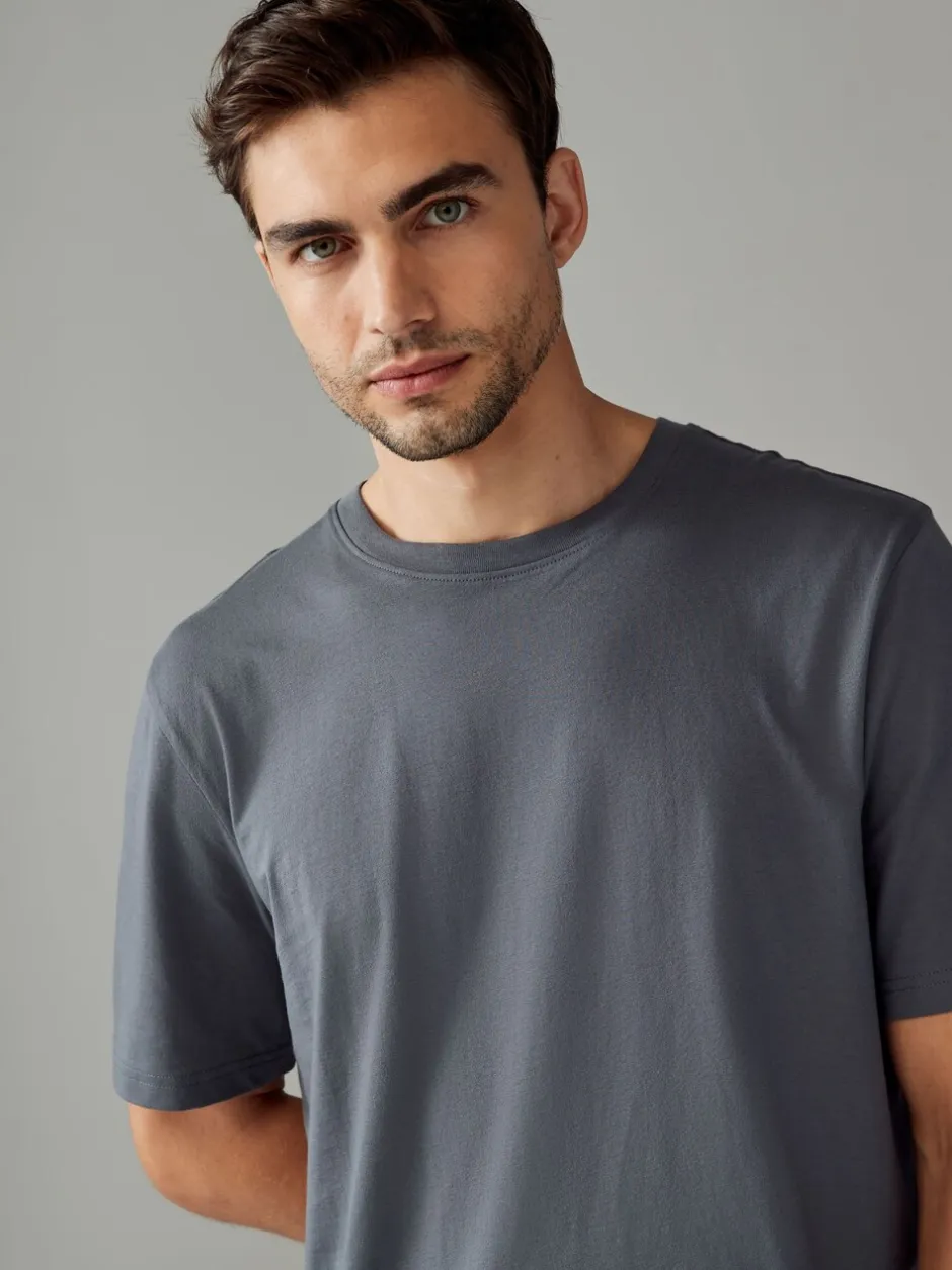 Loungewear|Next Leisteengrijs - Normale Pasvorm - Essentieel katoenen T-shirt met ronde hals