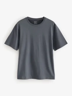 Loungewear|Next Leisteengrijs - Normale Pasvorm - Essentieel katoenen T-shirt met ronde hals