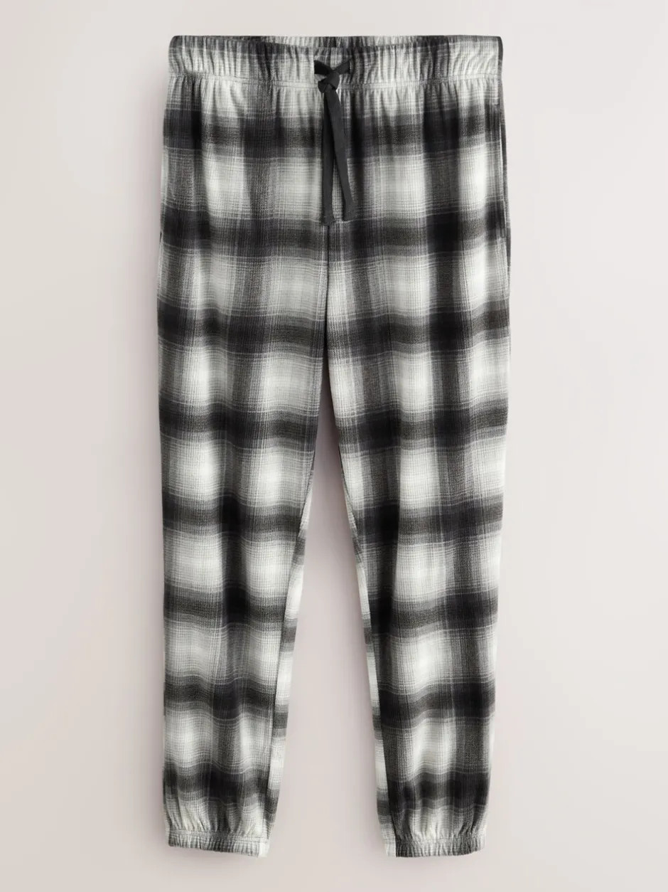 Pyjama's|Loungewear|Next Leisteengrijs geruit - Motionflex Textured Cosy Long Sleeve Pyjamas Set