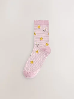 Sokken En Panty's*Next - Set van 5 paar enkelsokken lenteprint