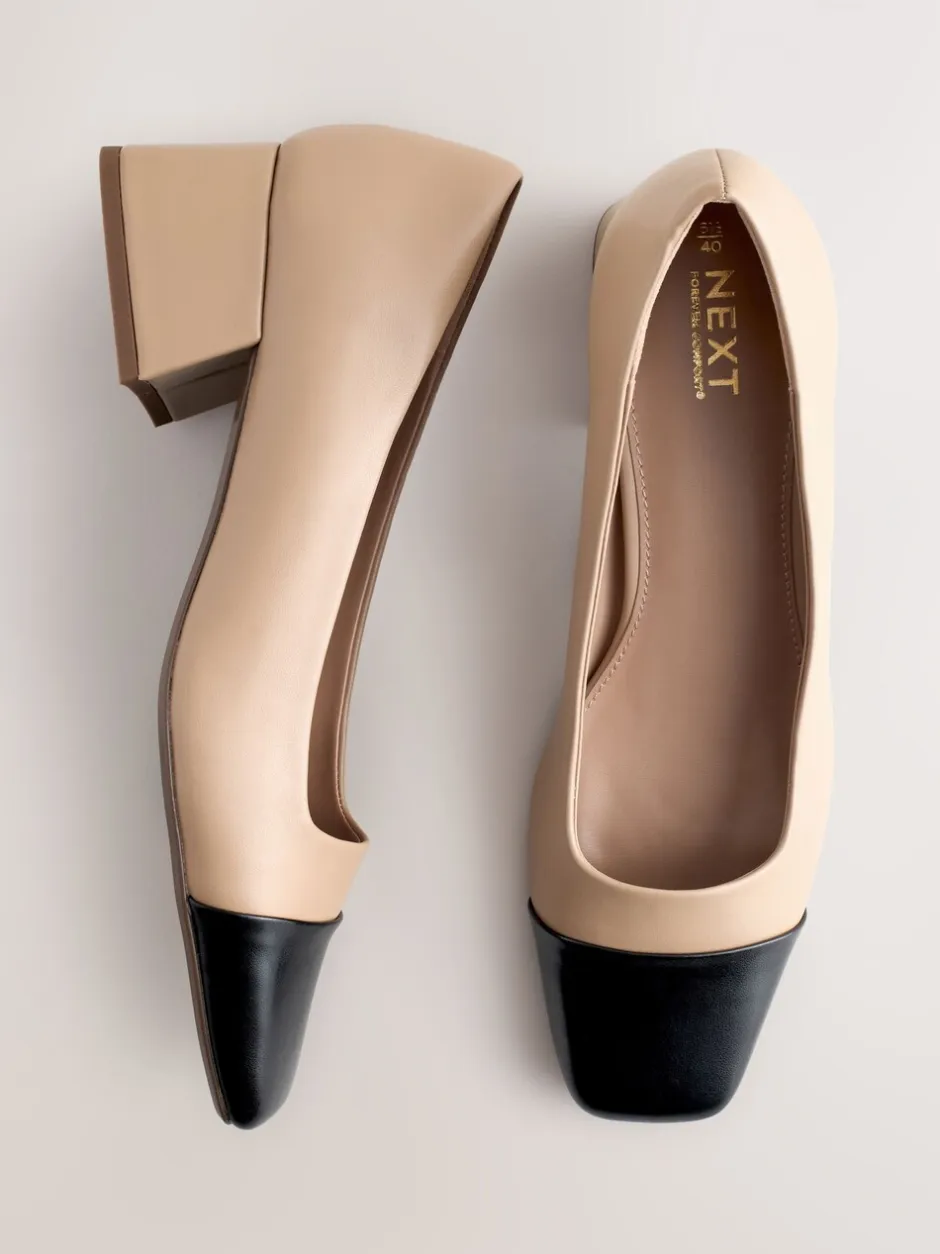 Schoenen Met Hakken|Next - Forever Comfort® Toe Cap Low Block Court Heels Licht beige