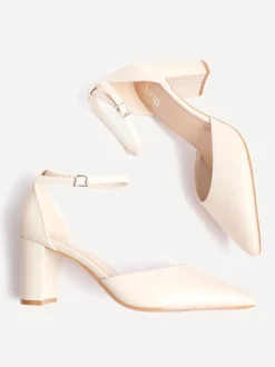 Schoenen Met Hakken*Linzi Licht beige - Leona pumps met blokhak en dichte hiel