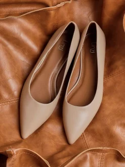 Lage Schoenen|Linzi - Orian Pointed Toe Ballet Flats Licht beige