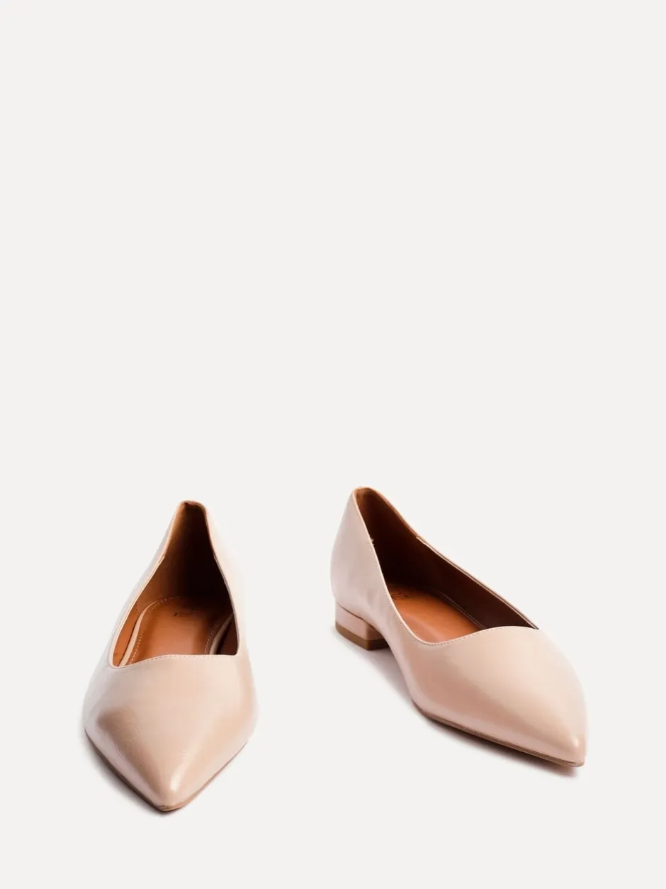 Lage Schoenen|Linzi - Orian Pointed Toe Ballet Flats Licht beige
