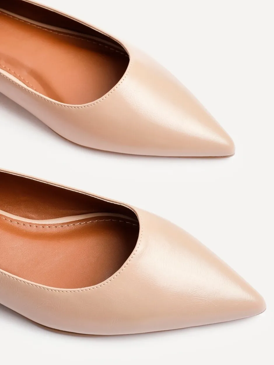 Lage Schoenen|Linzi - Orian Pointed Toe Ballet Flats Licht beige