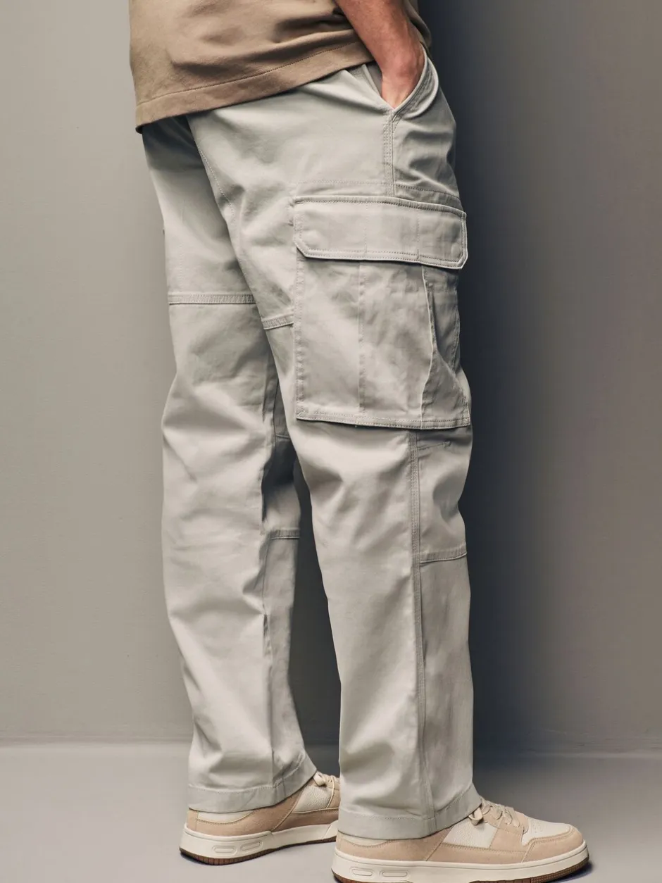 Broeken En Chino's*Next Licht pastelgeel - Straight fit - Katoenen cargostretchbroek