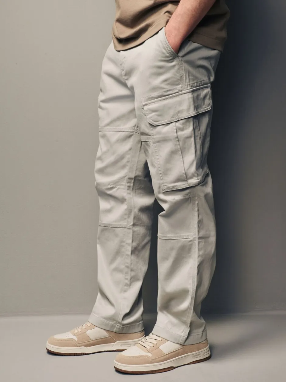 Broeken En Chino's*Next Licht pastelgeel - Straight fit - Katoenen cargostretchbroek