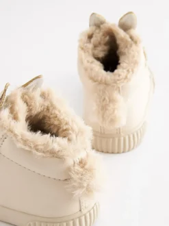 Sneakers*Next - Hoge sneakers met klittenbandsluiting Lichtbeige met konijn