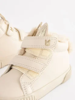 Sneakers*Next - Hoge sneakers met klittenbandsluiting Lichtbeige met konijn