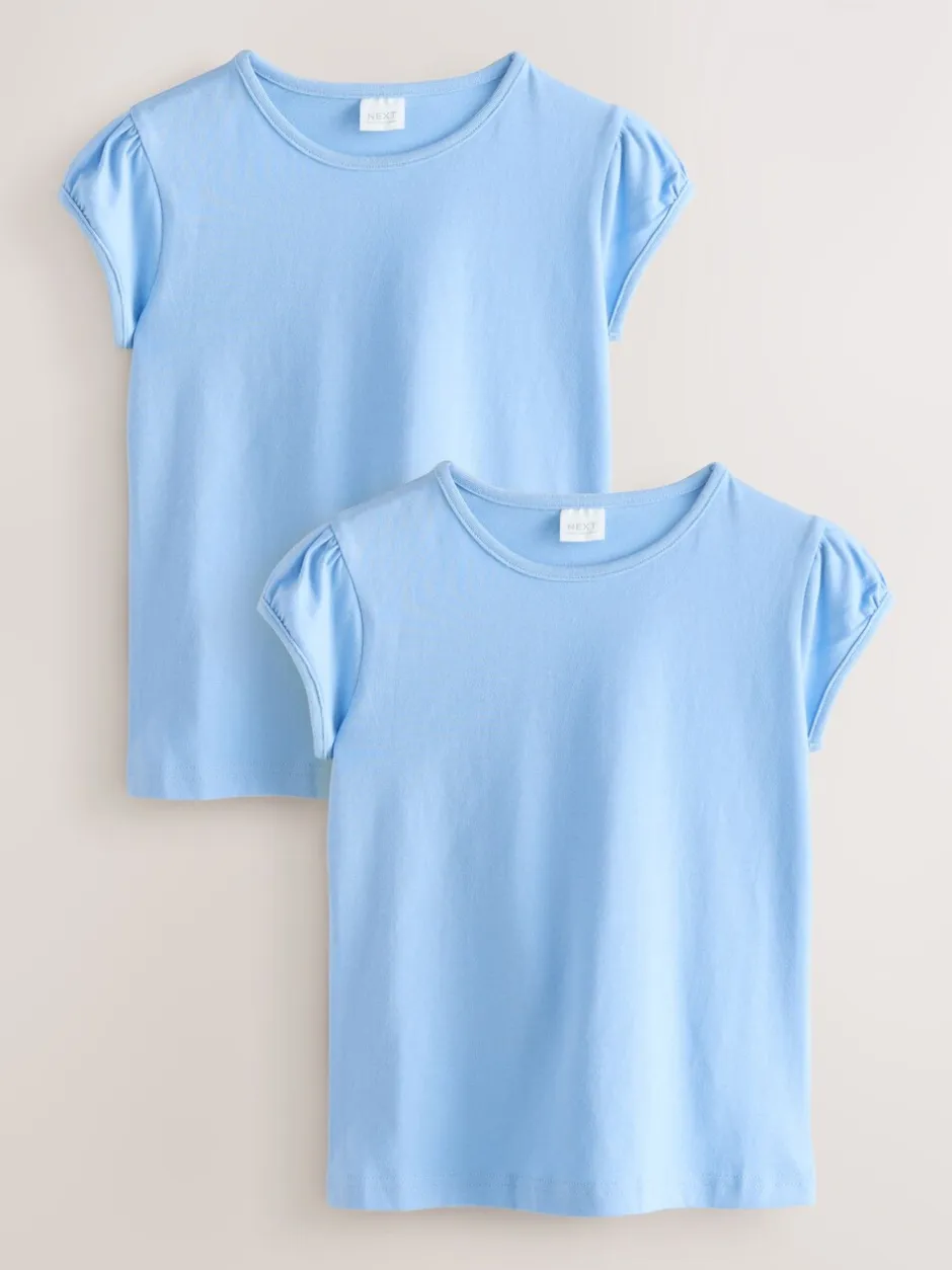 Schoolkleding|T-Shirts*Next Lichtblauw - 2 -pack T-shirts met pofmouwen (3-16jaar)