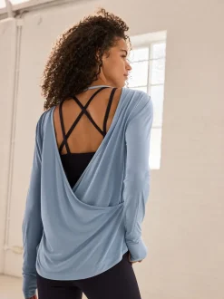 Sportkleding|Next - Active Open Back Soft Touch Top Lichtblauw