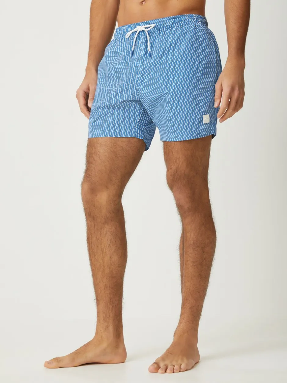 Badkleding*BOSS - Vibe Printed Swim T-shirt Lichtblauw