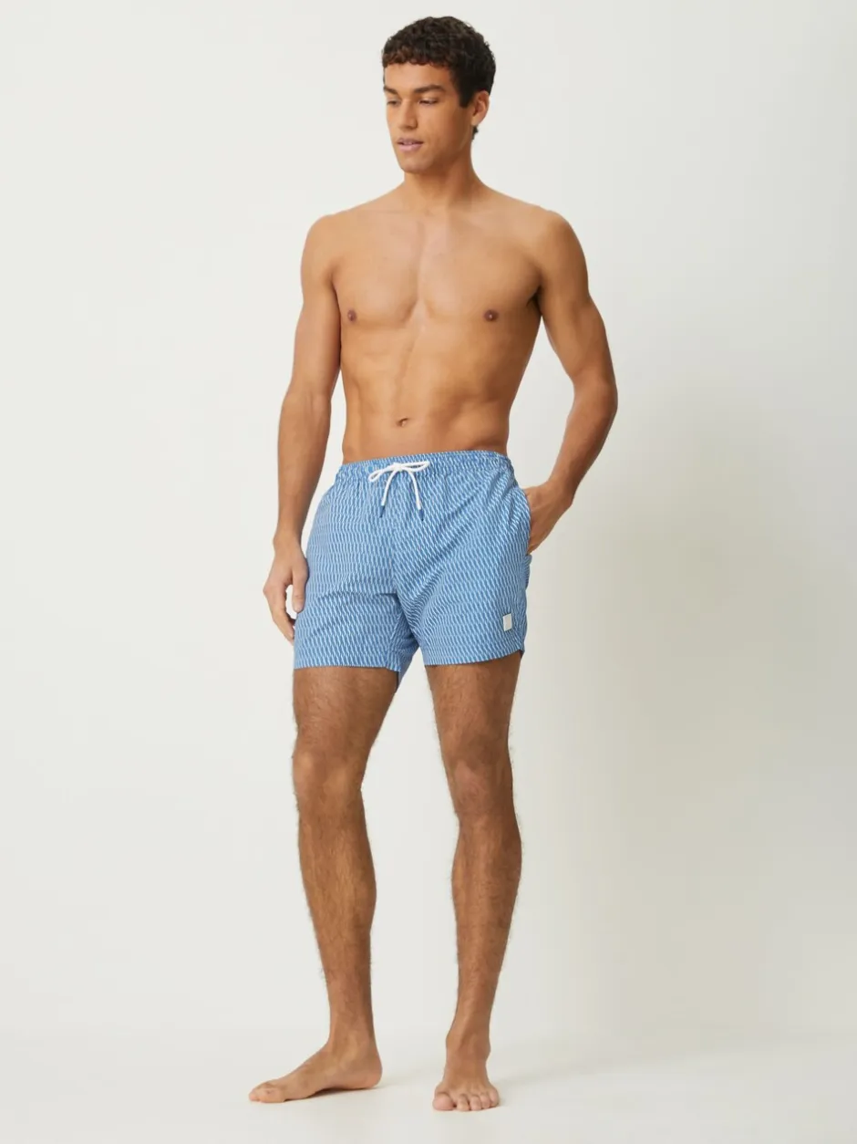 Badkleding*BOSS - Vibe Printed Swim T-shirt Lichtblauw