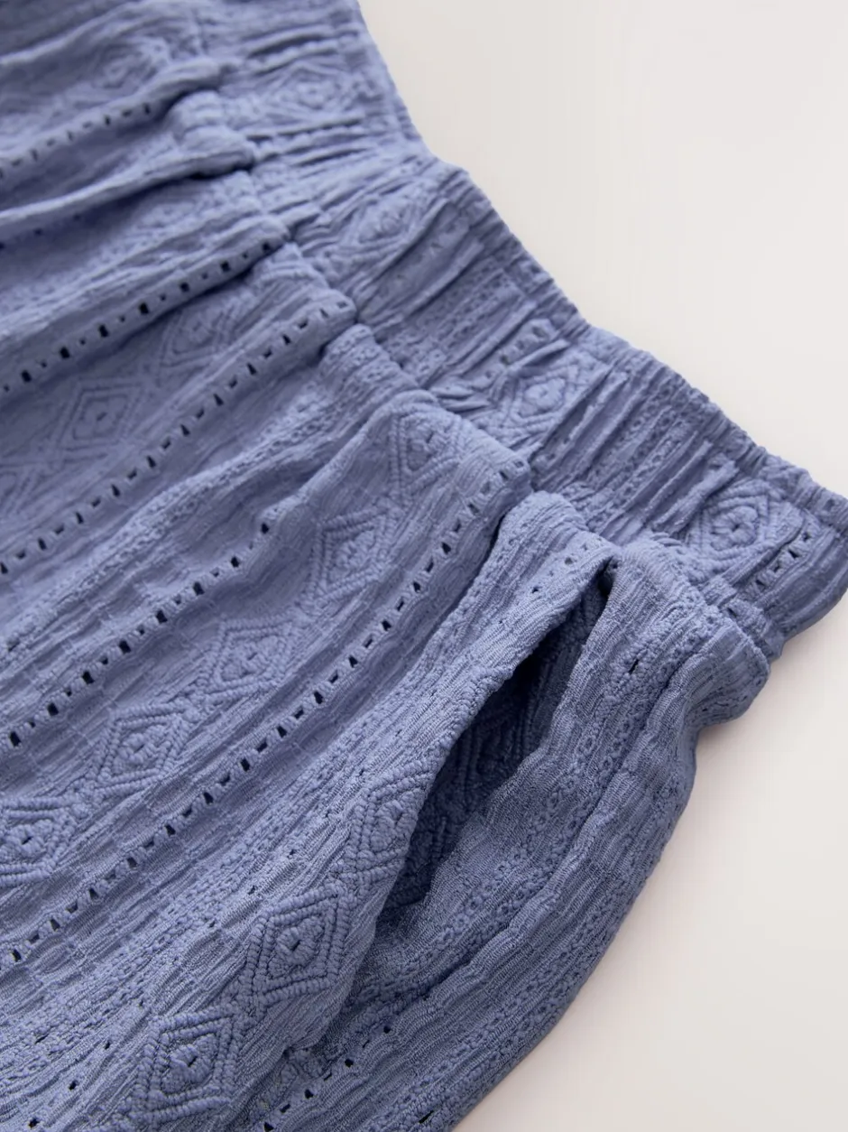 Shorts|Next Lichtblauw - Broderie vakantieshorts