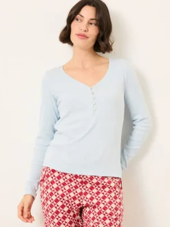 Pyjama's|Loungewear*Fat Face - FatFace Pointelle Henley Top Lichtblauw