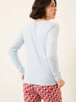 Pyjama's|Loungewear*Fat Face - FatFace Pointelle Henley Top Lichtblauw