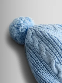 Mutsen, Handschoenen En Sjaals|Jojo Maman Bébé Lichtblauw - Cosy Pom Pom Rib Hat