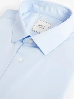 Formele Overhemden|Shirts|Next Lichtblauw - Normale Pasvorm - Strijkvrij net overhemd met enkele manchet