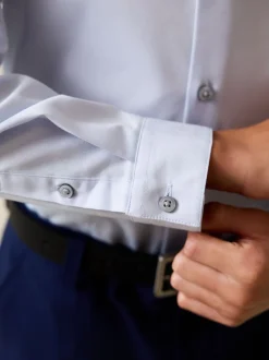 Shirts*Next Lichtblauw - Overhemd met contrasterende afwerking en lange mouwen (3 - 16 jr)
