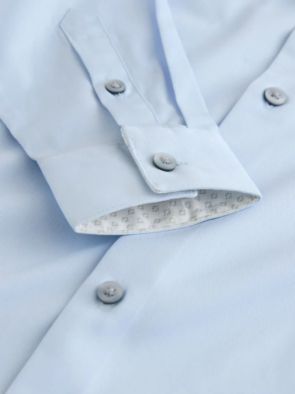 Shirts*Next Lichtblauw - Overhemd met contrasterende afwerking en lange mouwen (3 - 16 jr)