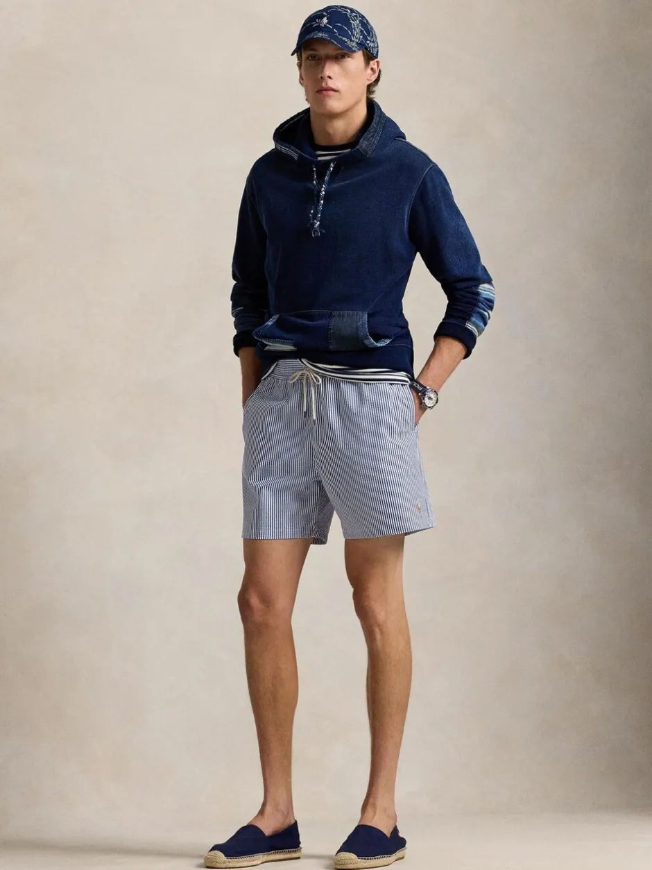 Badkleding*Polo Ralph Lauren - Traveler klassieke seersucker zwemshort met logo Lichtblauw