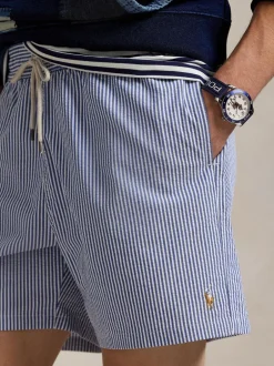 Badkleding*Polo Ralph Lauren - Traveler klassieke seersucker zwemshort met logo Lichtblauw