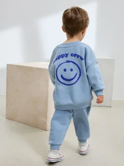 Joggingbroeken|Sweaters En Hoody´S*Next - Printed Crew Neck Sweat Top & Joggers Set (3mths-7yrs) Lichtblauw
