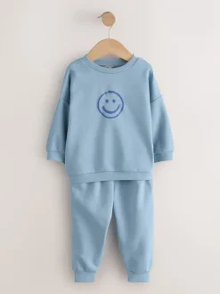 Joggingbroeken|Sweaters En Hoody´S*Next - Printed Crew Neck Sweat Top & Joggers Set (3mths-7yrs) Lichtblauw