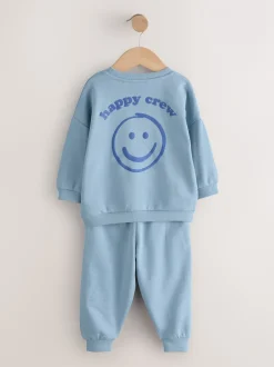 Joggingbroeken|Sweaters En Hoody´S*Next - Printed Crew Neck Sweat Top & Joggers Set (3mths-7yrs) Lichtblauw