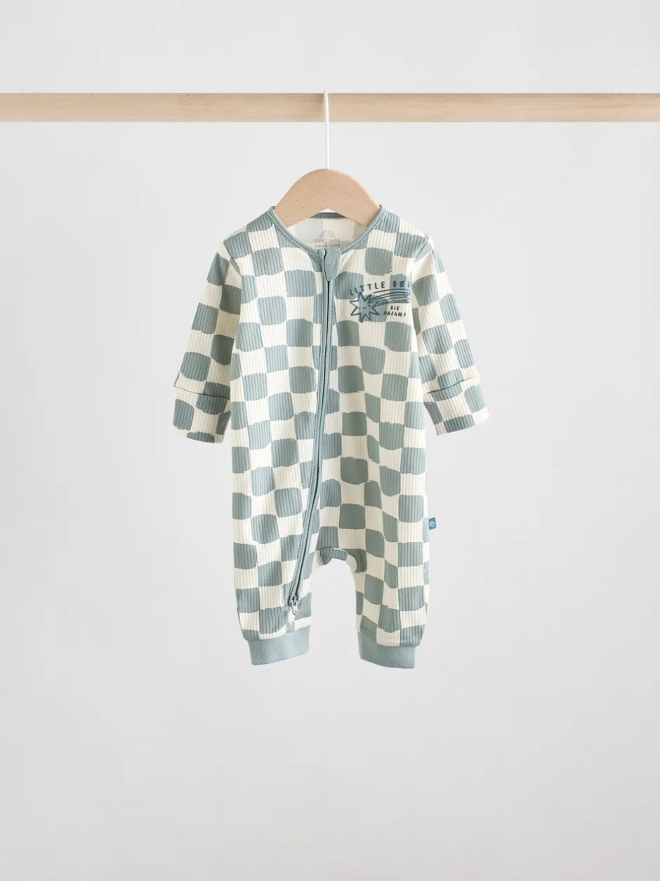 Multipacks|Babypakjes En Babypyjama's*Next - Set van 3 baby pyjama's zonder voetjes met tweewegrits van katoen (0mnd-3jr) Lichtblauw