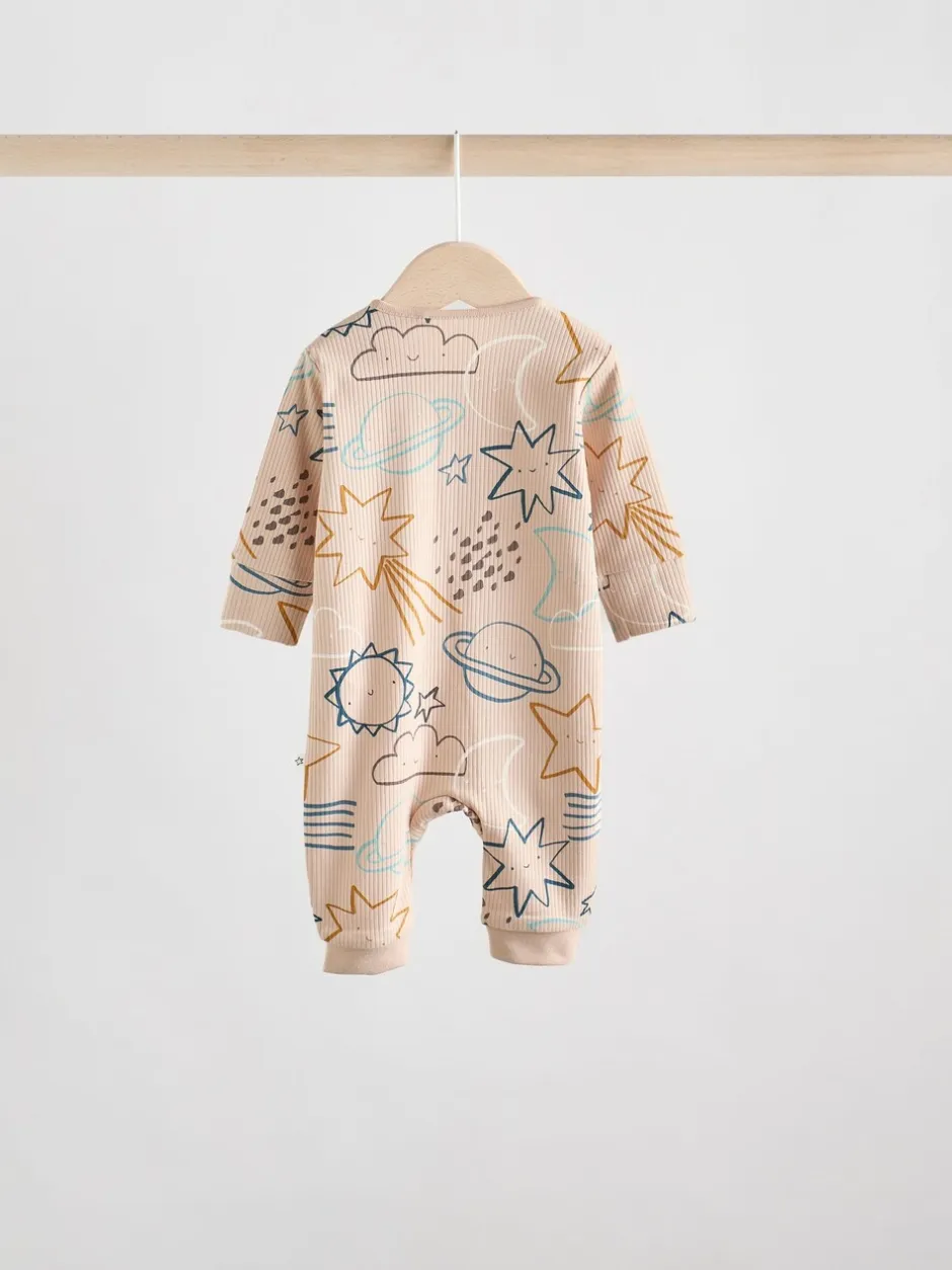 Multipacks|Babypakjes En Babypyjama's*Next - Set van 3 baby pyjama's zonder voetjes met tweewegrits van katoen (0mnd-3jr) Lichtblauw