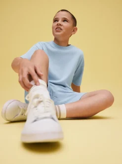Shorts*Next - Set van T-shirt met textuur en korte mouwen en shorts (3 - 16 jr) Lichtblauw