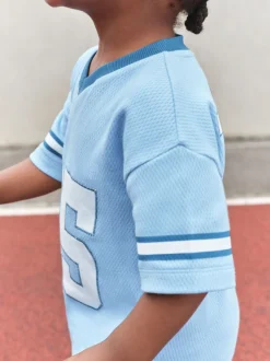 Shorts*Next - Short Sleeve Varsity Shorts Set (3mths-7yrs) Lichtblauw