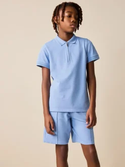 Shorts|Next - Short Sleeve Polo Shirt and Shorts Set (3-16yrs) Lichtblauw