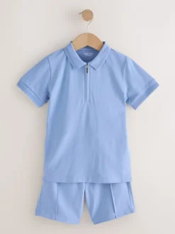Shorts|Next - Short Sleeve Polo Shirt and Shorts Set (3-16yrs) Lichtblauw