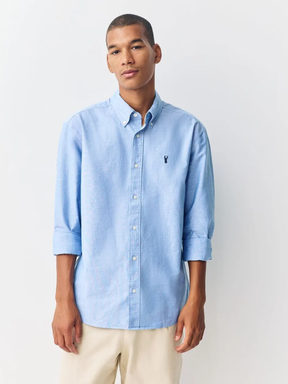 Formele Overhemden|Shirts*Next Lichtblauw - Slim Fit - Oxford-hemd met lange mouwen